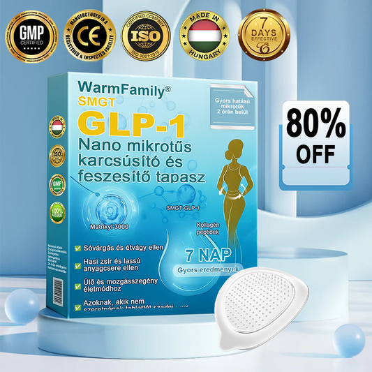 WarmFamily® SMGT-GLP-1 Nano Mikrotű Tapasz Kollagénnel és Matrixyl 3000-rel ✅ | Klinikailag bizonyított hatás fogyásra, szív- és érrendszeri egészségre, cukorbetegségre és egyéb egészségügyi problémákra, orvosok által ajánlott 👨‍⚕️